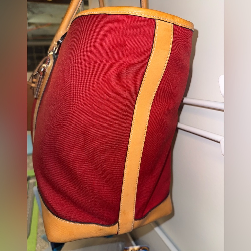 Coach Vintage Transatlantic XL Weekender Red Canvas and Leather 5968 - Picture 6 of 12